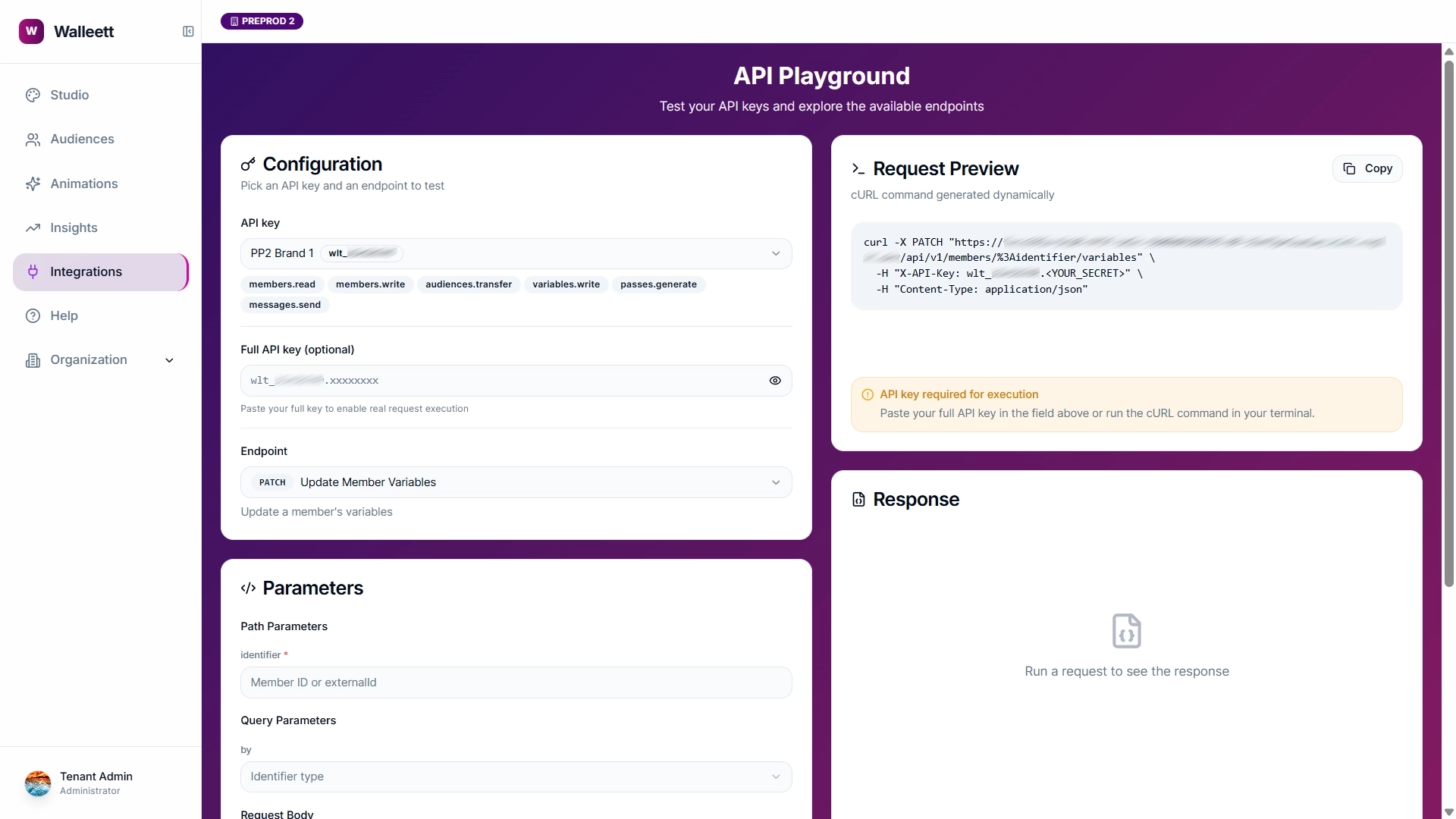 Walleett API Playground - Test REST endpoints live