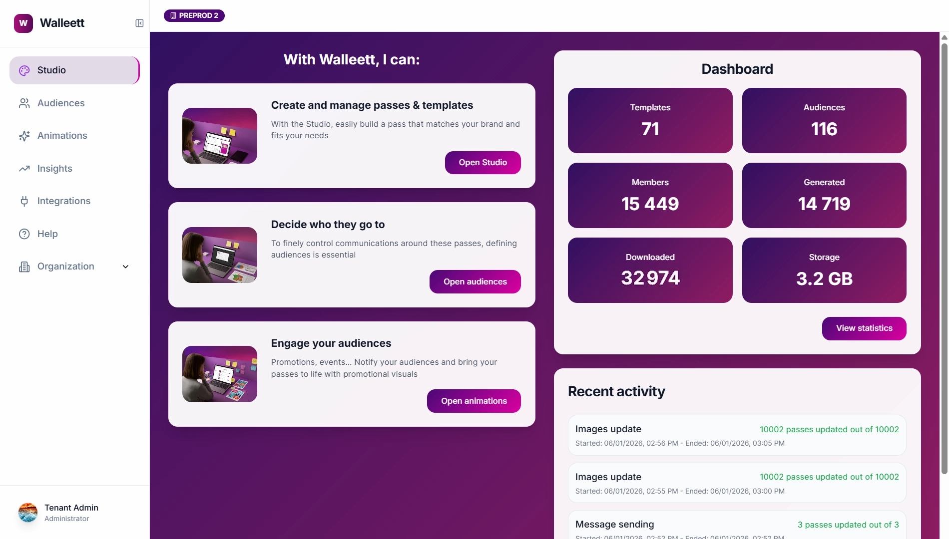 Walleett Dashboard