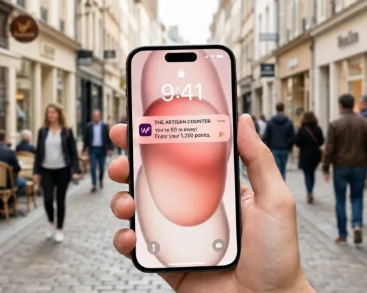 Geolocation and geofencing to trigger a Wallet notification near the store