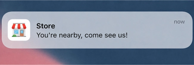 Geo-triggered proximity notification on Wallet pass