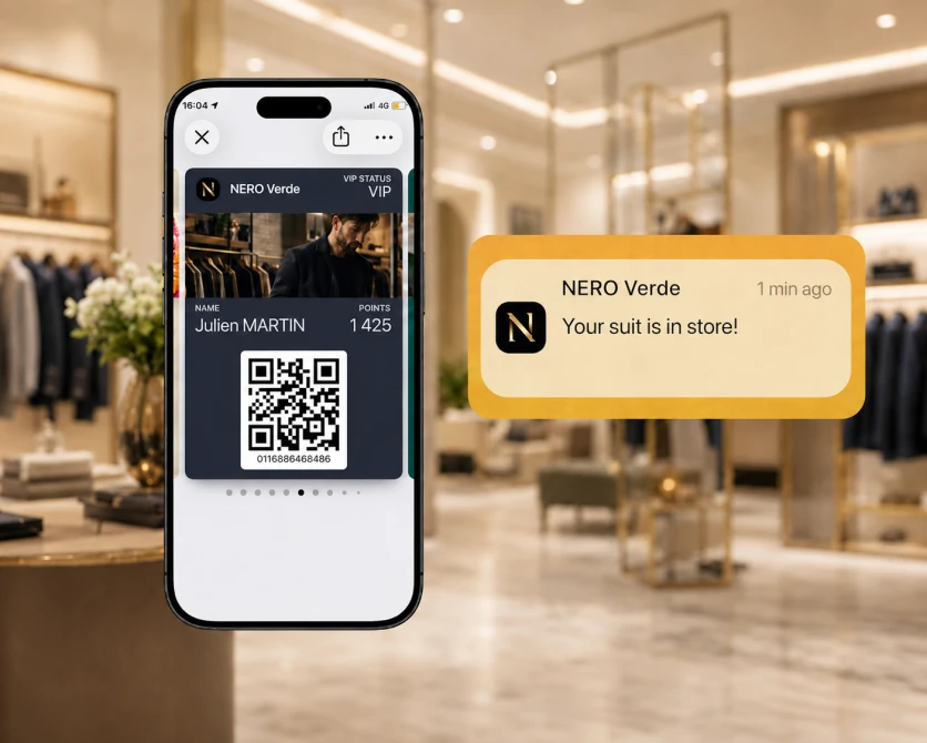 Click and Collect voucher in the mobile Wallet - push notification when the order is ready in store